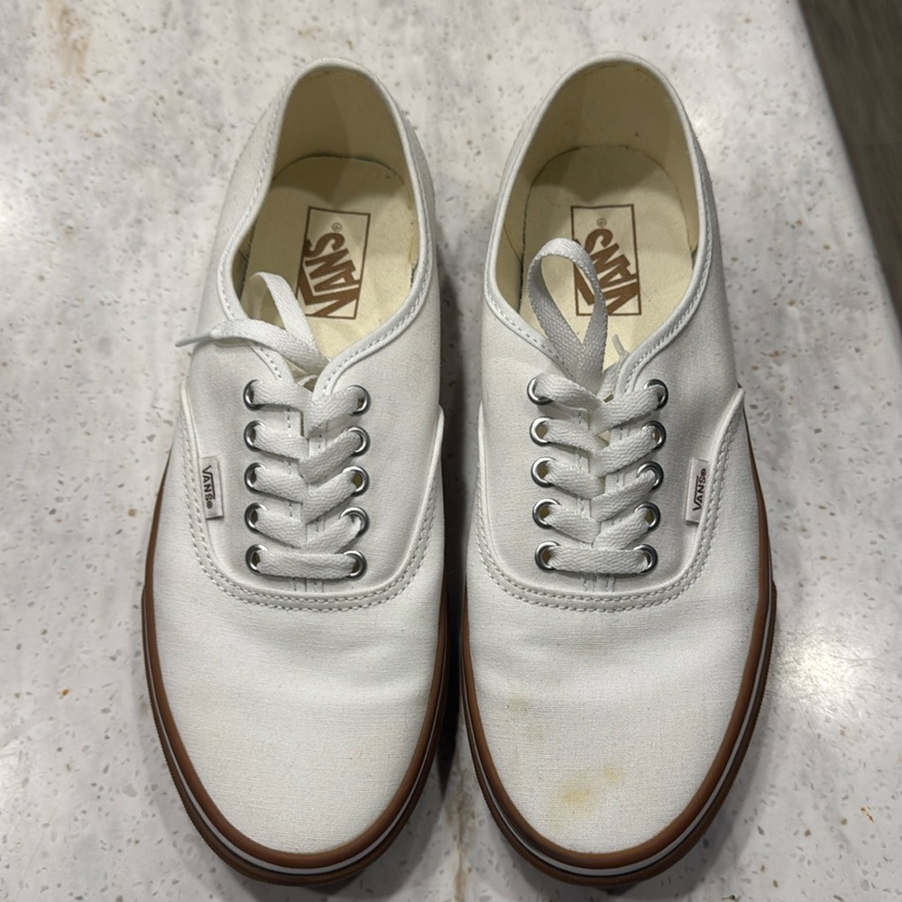 Cream and Gum lace up Vans
